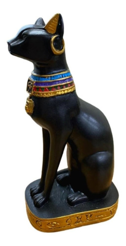Gato Egípcio Bastet Em Pé 14cm Deusa Da Fertilidade Resina