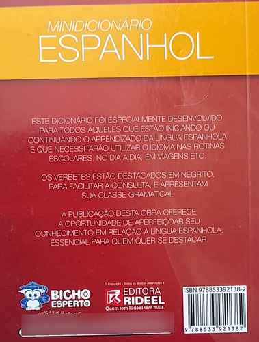 Minidicionário Espanhol-português-espanhol, De Ubiratan Rosa. Editora Rideel, Edição 1 Em Espanhol, 2012