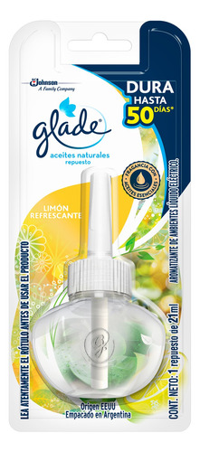 Repuesto aromatizante Glade Aceites Naturales líquido limón refrescante 21 ml