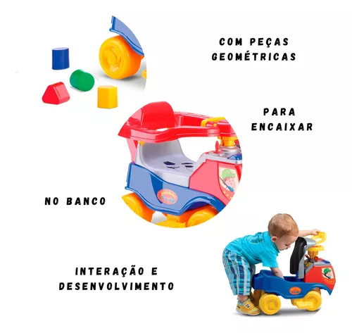 Triciclo Infantil Festa Azul Bebe Com Empurrador Motoca