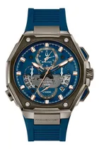 Comprar Reloj Bulova Precisionist 98b357 Original Time Square Correa Azul Bisel Gris Fondo Azul