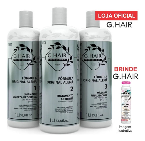 Ghair Escova Progressiva Alemã - 3x1 Litro + Ampola 45ml