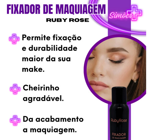 Fixador De Maquiagem Ruby Rose Hb 312 Secagem Rápida Fixação