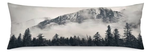 Funda De Almohada Corporal De Bosque Brumoso, Paisaje Natur.