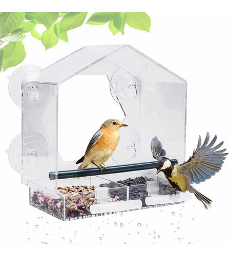 Comedero Para Aves Sobre Ventana Con Buena Succion Aves