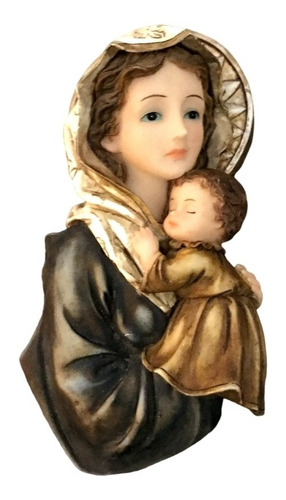 Virgen María Con Niño Jesús En Resina Para Colgar Pared (Usado)