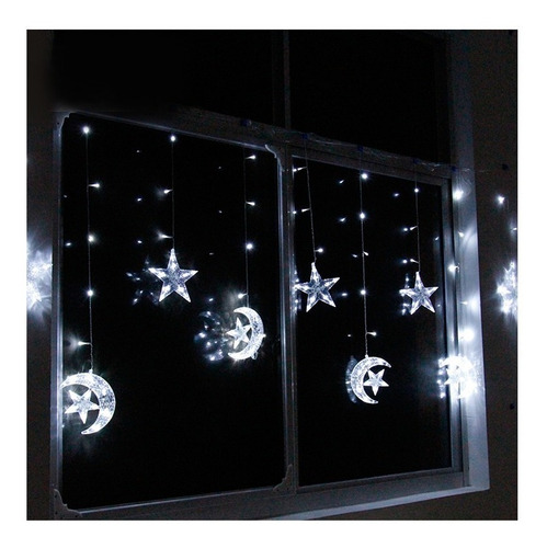 Imagen 5 de 10 de Luces Led Blancas Media Luna Y Estrellas 3metros