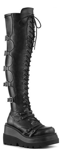 Botas Platform Boot Buckle Punk De Salto Alto