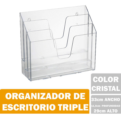 Bandeja Expositor Triple A4 Acrílico Folletos 860 Horizontal