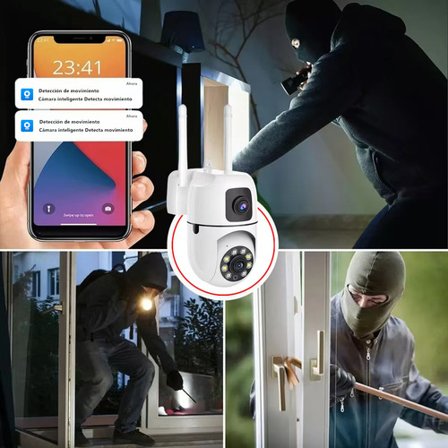 Cámara De Seguridad De Doble Lente Wifi 4mp Con Alarma Ip Zoom 10x