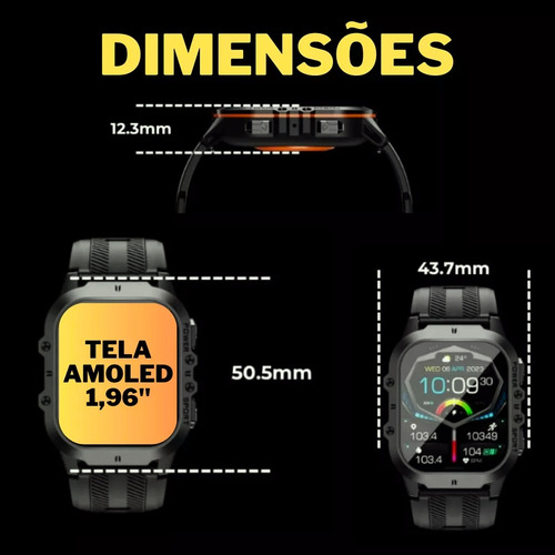 Smartwhatch Spárk X Tela Amoled + Pulseira Extra Camuflada Preto Militar Camuflada Preto