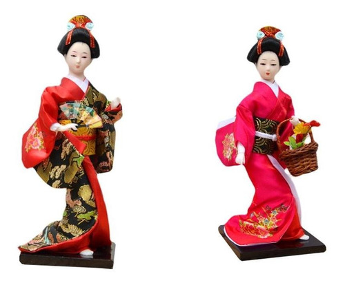 2 Uds 11  Muñeca Japonesa Kimono Geisha, Escultura