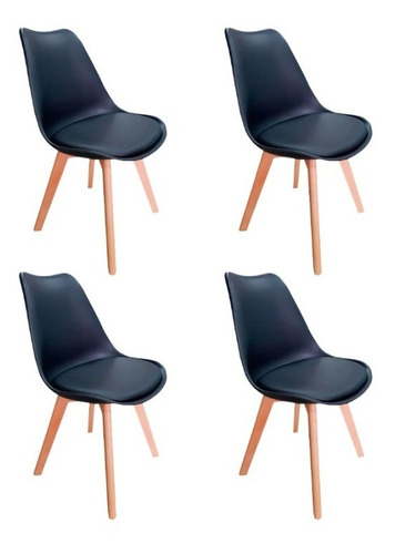 Pack 4 Sillas Eames Tulip Acolchada Comedor Clásica Vintage