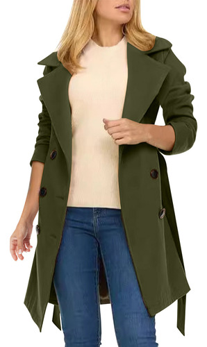 Abrigo De Lana O Para Mujer, Abrigo De Invierno Con Solapa Y
