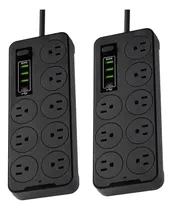 Comprar 2 Multicontactos Usb 2500w,2m Cable 8 Salidas+3 Usb+1 Tipo C
