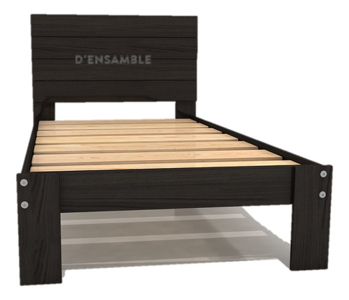 Cama Individual Madera Desarmable C/ Cabecera Color Base Box