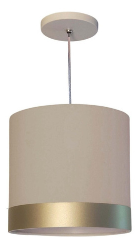 Luminária  Cúpula Em Tecido 25cm Diâm. Faixa Cor Bronze Cor Cinza 110v/220v