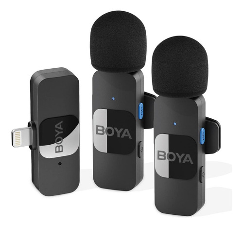 Imagen 2 de 10 de Kit 2 Microfonos Inalambrico P/ iPhone Lightning Boya By-v2