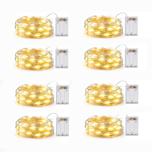 Paquete De Luces Navideñas Color Blanco Calido 8 Pcs 20 Led