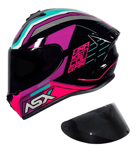 Capacete Unissex Moto Asx Draken Cougar + Viseira Extra