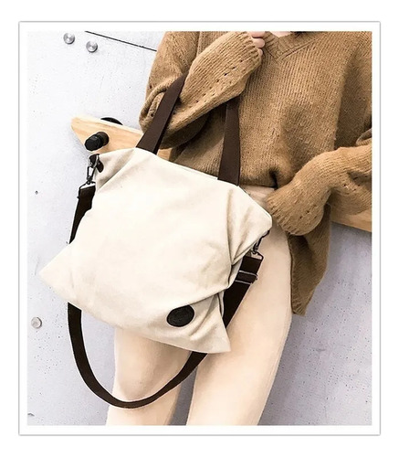 Bandolera Casual De Lona For Mujer, Bolso Grande Moderno