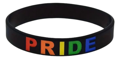 Pulsera De Silicon Negra Orgullo Gay Pulsera Pride Color Negro Diámetro 6.4 Cm Largo 20 Cm