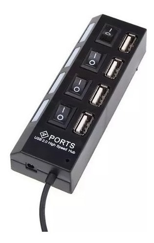 Multiplicador Hub Usb 4 Puertos Usb 3.0 480 Mbps Negro