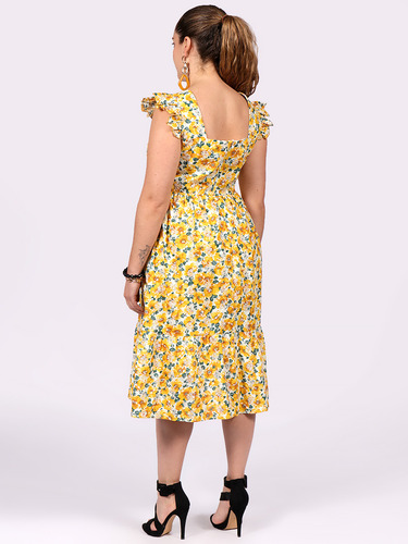 Vestido Duplan Mujer Flores Algodón Medio