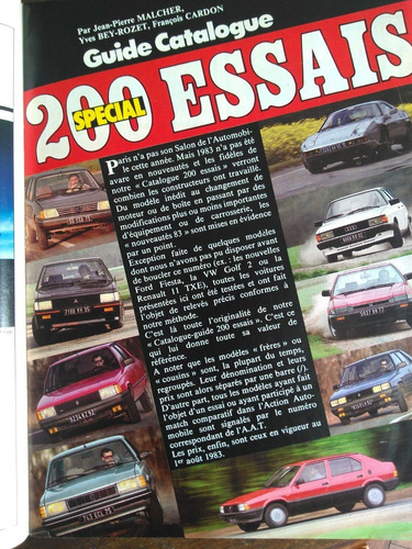 Revista L'action Automobile: 200 Testes E Fichas 1983/84