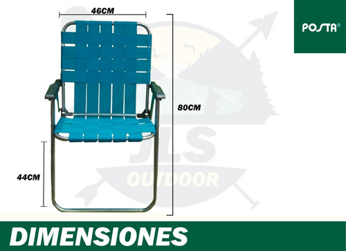 Imagen 2 de 8 de Sillón Tejido Plegable Posta Aluminio 3/4 1 Posición X 2unid