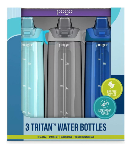 Botellas De Agua Tritan Sin Bpa Con Tapa Abatible Y Popote, 