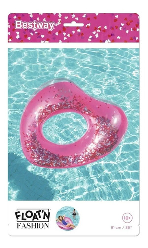 Imagen 2 de 5 de Salvavidas Inflable Glitter Estrella Corazon Bestway 36141