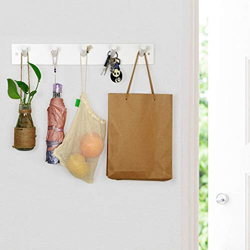 Perchero De Pared Skoloo Bamboo Con 5 Pinzas, Color Blanco