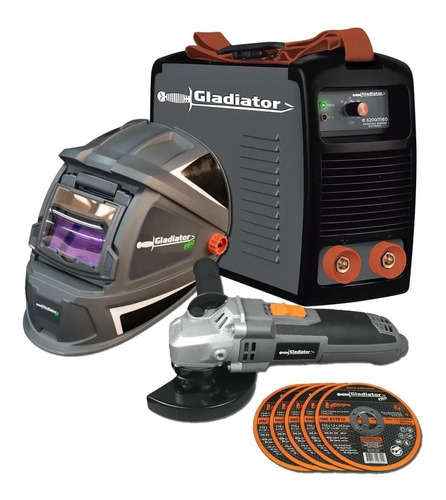 Soldadora 200amp + Amoladora + Máscara De Soldar Gladiator