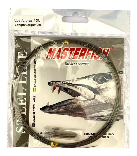 Cable De Acero Masterfish 40 Libras Leader  X 10mts +tubitos