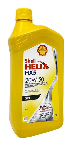 Aceite Mineral 20w50 Original Shell Helix Hx5 - Api Sn - 1l