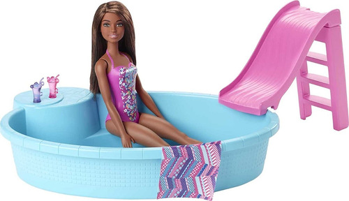 Muñeca Barbie, 11.5 Pulgadas Juego De Piscina Con Tobogan