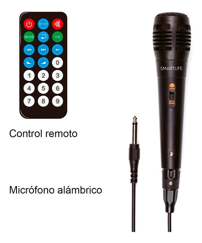 Parlante Smartlife Party Box 30w Bluetooth Bafle Karaoke Led Color Negro