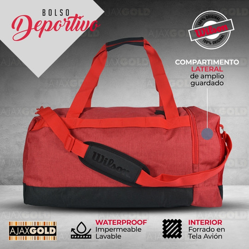 Imagen 6 de 10 de Bolso Wilson Deportivo Viaje Urbano Bolsillo Gimnasio Fit