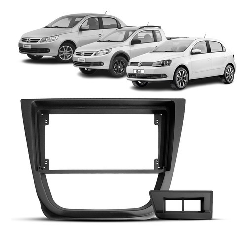 Moldura Painel 2 Din 9 Pol Vw Gol Saveiro Voyage G5 - Preto