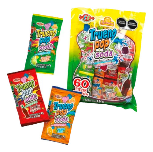 Trueno Pop Soda 60 Sobres De Caramelo Tronador