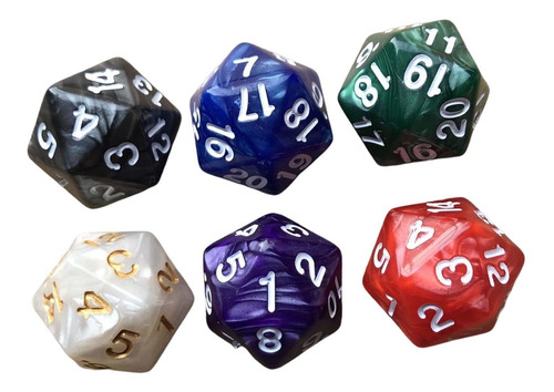 6x D20 Polyhedral Dices Juego De Dados De 20 Caras Para Ktv