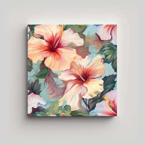 Hibiscus Pattern De Kest Y Monet 50x50cm Bastidor Madera