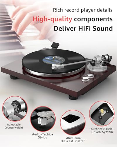 Turntable Wireless Lp Player Con Aluminio Y Brazo De Carbono