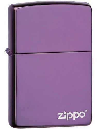 Encendedor Zippo Lila Metalico Con Logo - Cod 24747zl