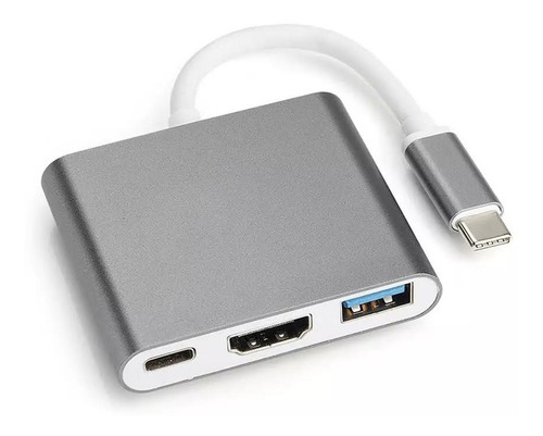 Adaptador Hub 3 En 1 Usb Tipo C A Usb-c Hdmi Usb3.0 Para Mac