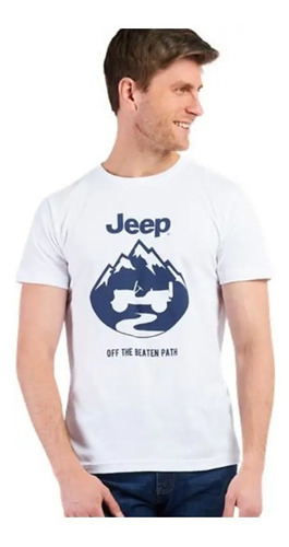 Playera Jeep P012 Blanca Para Hombre Original