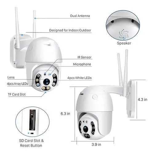 Cámara Para Seguridad 360 Ip Panorámica Para Exteriores Wifi