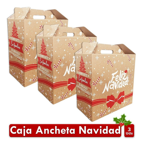 Caja Estuche Regalo Anchetas Tipo Lonchera Navidad X3 Uds