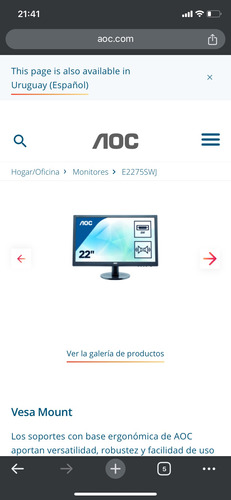 Monitor Aoc E2275swj Led 22 Class